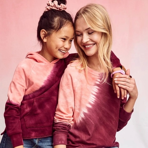 💙 Old Navy French Terry Pullover Hoodie Pink Tie Dye Girl’s Size XL Spring Boho - Picture 2 of 14